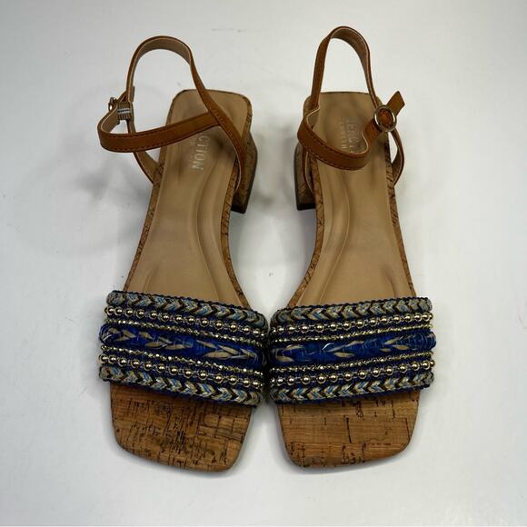 Kenneth Cole Reaction Buena Square Toe Dress sandals blue brown - 7.5 - Picture 5 of 11
